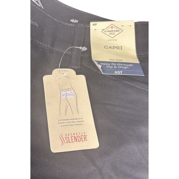 St. John's Bay Womens Black Capri Pants Size 4P Mid Rise Pockets NWT - Picture 8 of 12